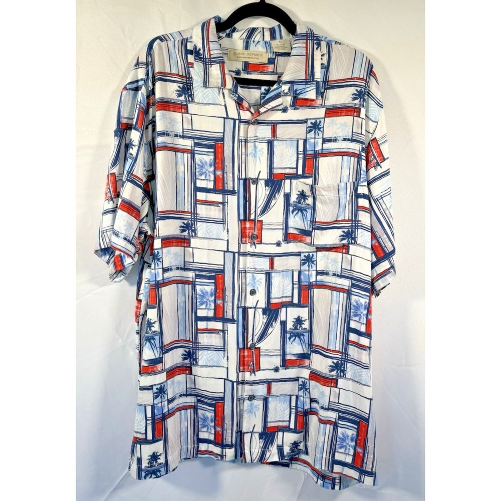 Island Republic shirt size xl‎ hawiian patriotic button up tropical